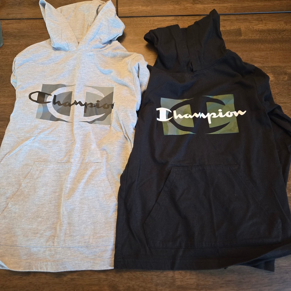 Champion Kids Hoodie Bundle 2pk Black Gray Camo Logo Lightweight Size Medium M